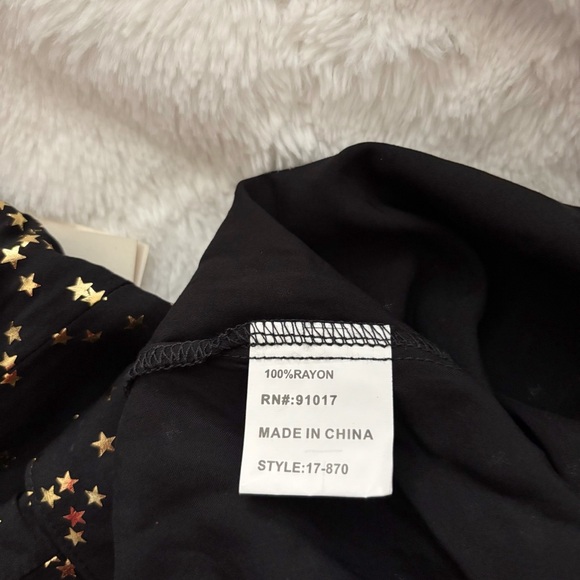Solitaire Star Print Tunic/Mini Dress Size XL NEW Black Gold Metallic Button Up - Picture 10 of 12